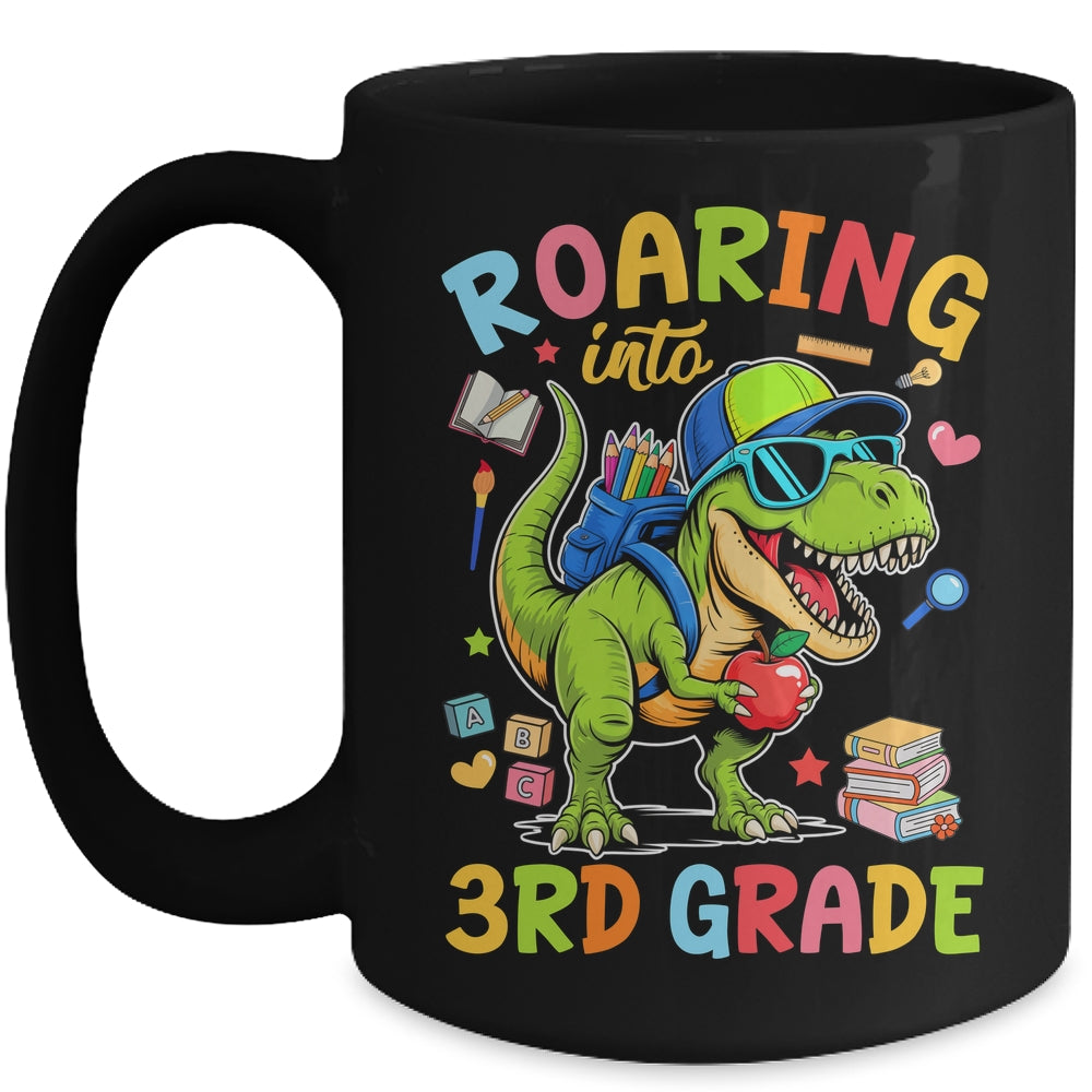 Roaring Into 3rd Grade Back To School Boys T-Rex Dinosaur Mug | teecentury