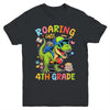 Roaring Into 4th Grade Back To School Boys T-Rex Dinosaur Youth Shirt | teecentury