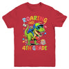 Roaring Into 4th Grade Back To School Boys T-Rex Dinosaur Youth Shirt | teecentury