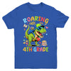 Roaring Into 4th Grade Back To School Boys T-Rex Dinosaur Youth Shirt | teecentury
