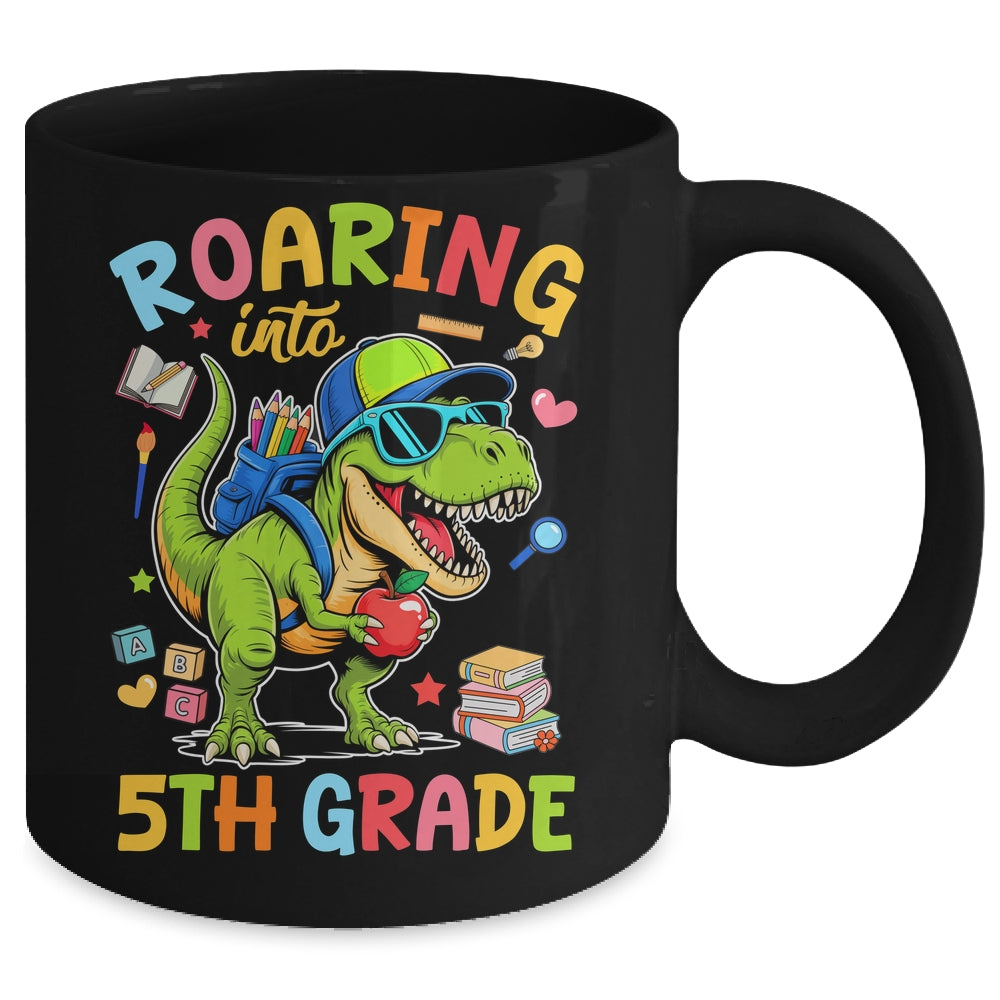 Roaring Into 5th Grade Back To School Boys T-Rex Dinosaur Mug | teecentury