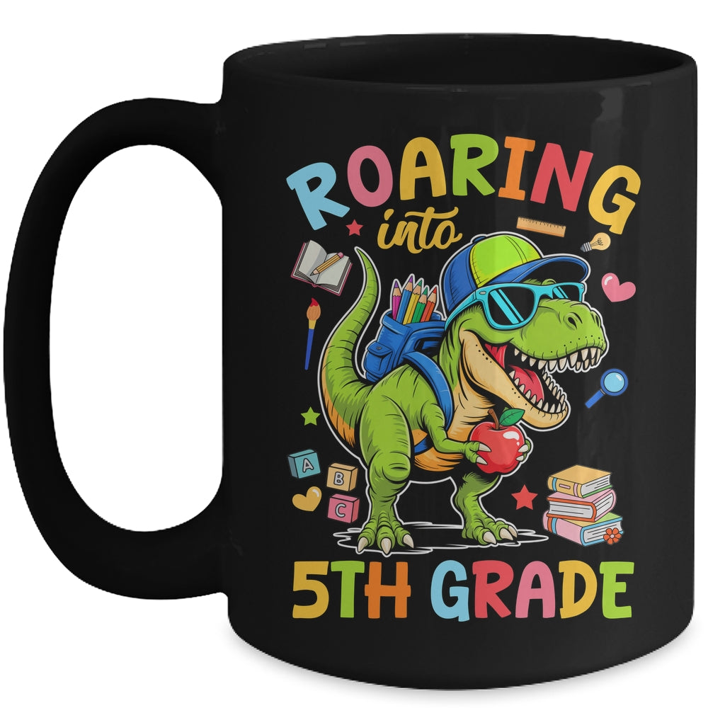 Roaring Into 5th Grade Back To School Boys T-Rex Dinosaur Mug | teecentury