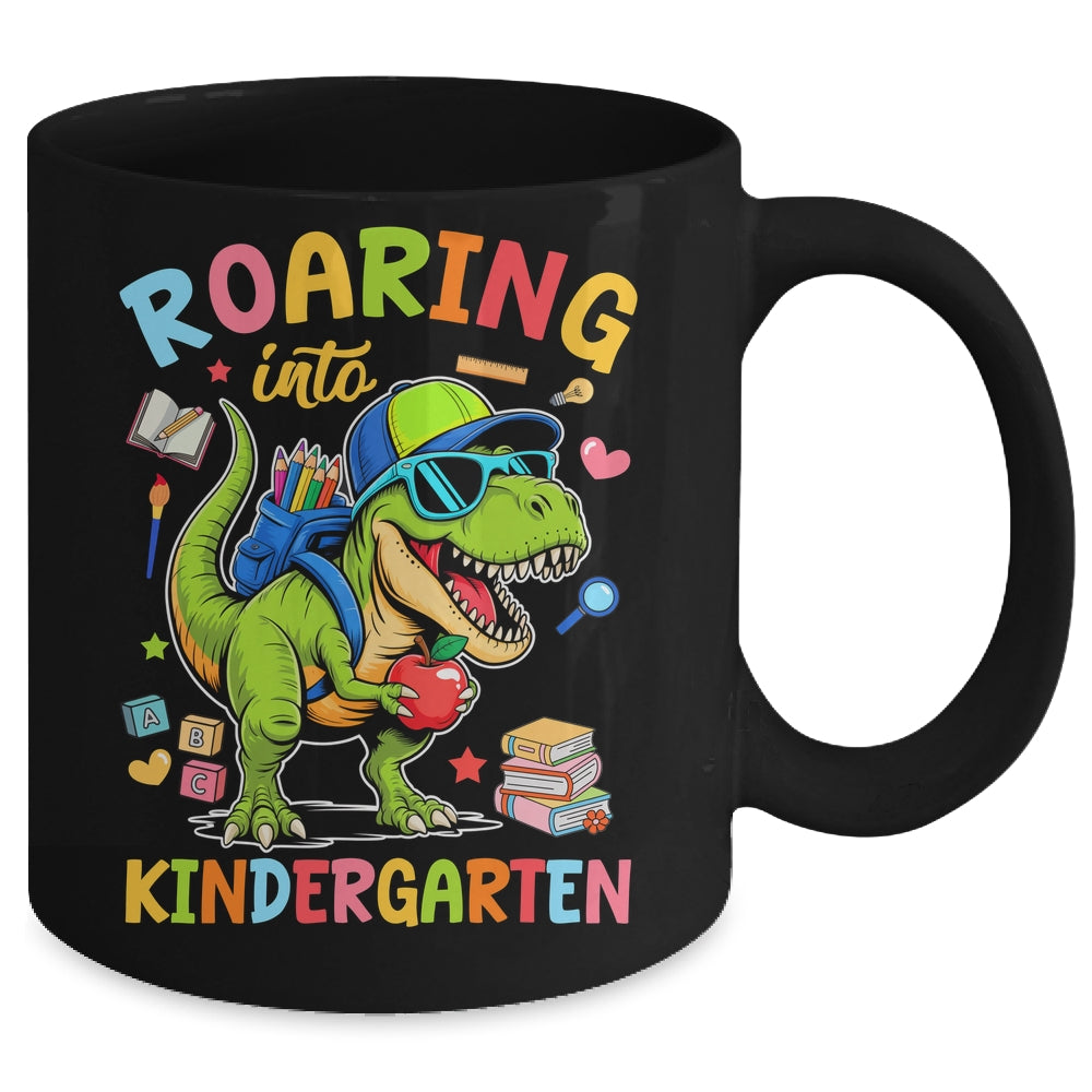 Roaring Into Kindergarten Back To School Boys T-Rex Dinosaur Mug | teecentury