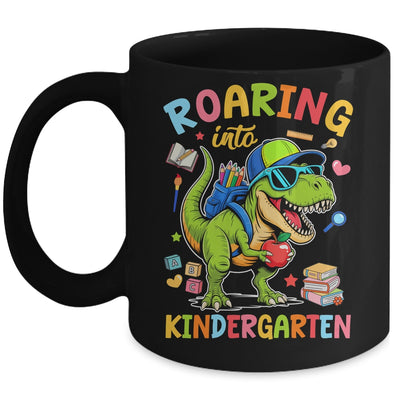 Roaring Into Kindergarten Back To School Boys T-Rex Dinosaur Mug | teecentury