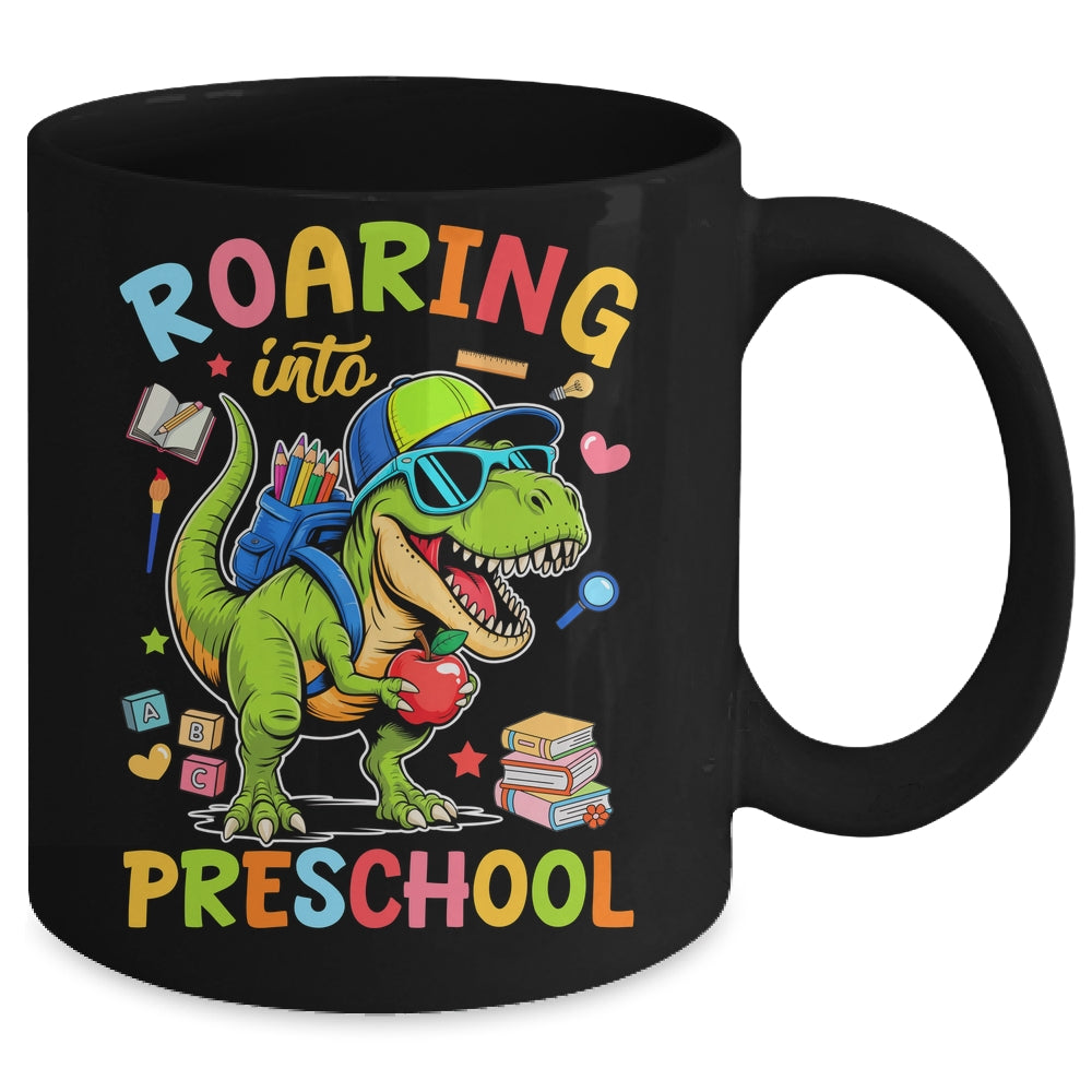 Roaring Into Preschool Back To School Boys T-Rex Dinosaur Mug | teecentury
