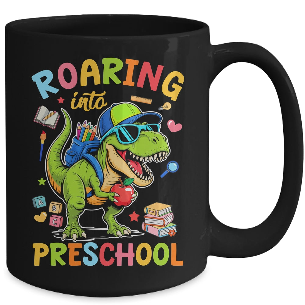 Roaring Into Preschool Back To School Boys T-Rex Dinosaur Mug | teecentury