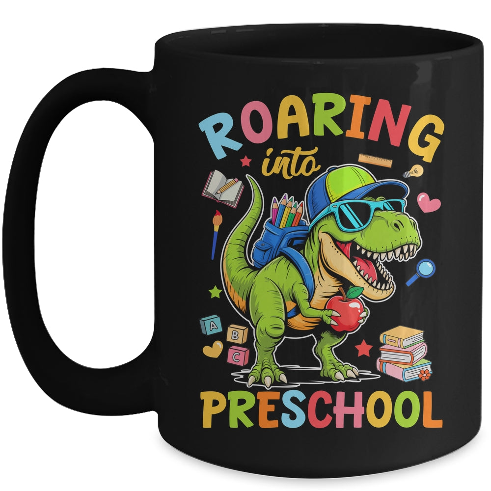 Roaring Into Preschool Back To School Boys T-Rex Dinosaur Mug | teecentury