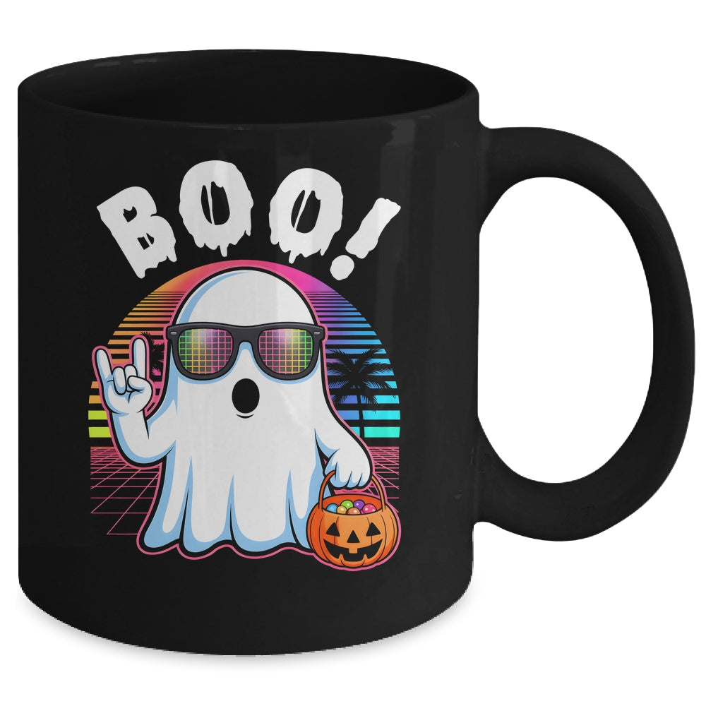 Rock Ghost Retro Halloween Pumpkin Funny Boo Women Mug | teecentury