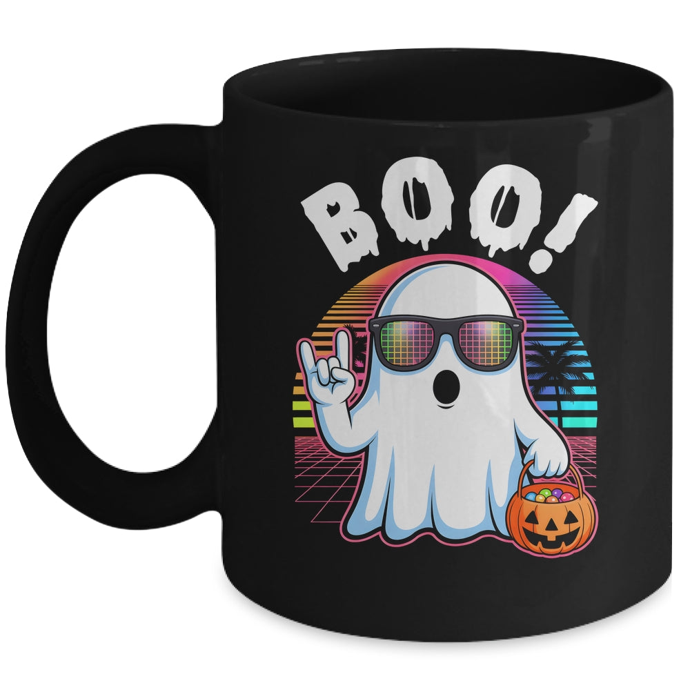 Rock Ghost Retro Halloween Pumpkin Funny Boo Women Mug | teecentury
