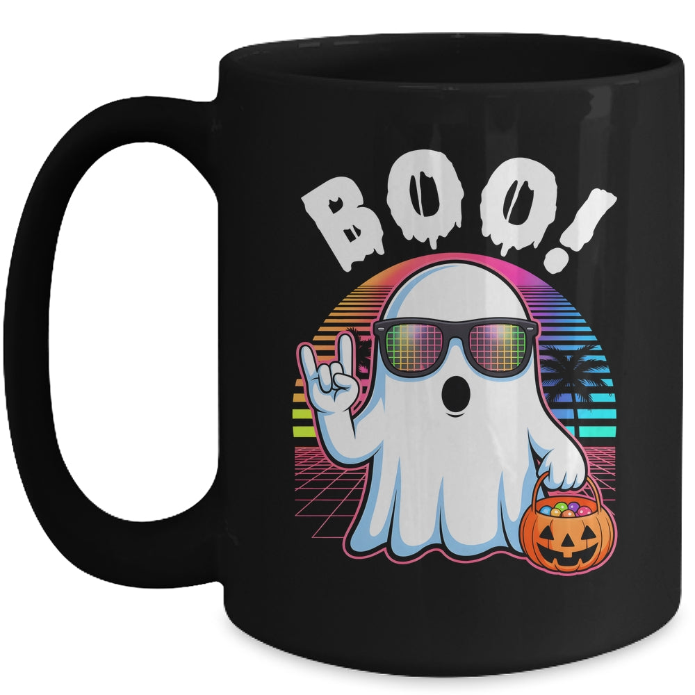 Rock Ghost Retro Halloween Pumpkin Funny Boo Women Mug | teecentury