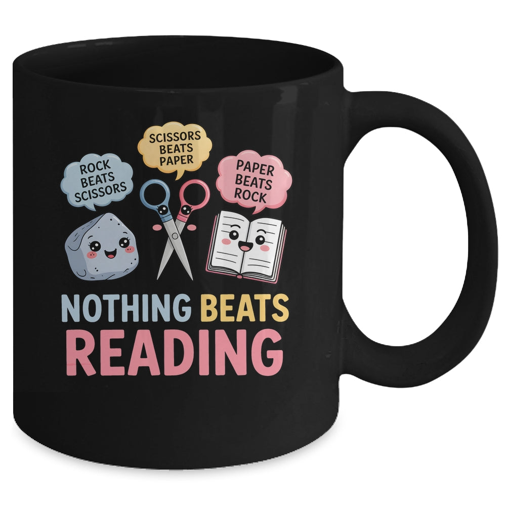 Rock Paper Scissors Nothing Beats Reading Funny Book Lover Mug | teecentury