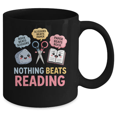 Rock Paper Scissors Nothing Beats Reading Funny Book Lover Mug | teecentury
