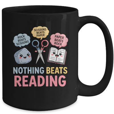 Rock Paper Scissors Nothing Beats Reading Funny Book Lover Mug | teecentury