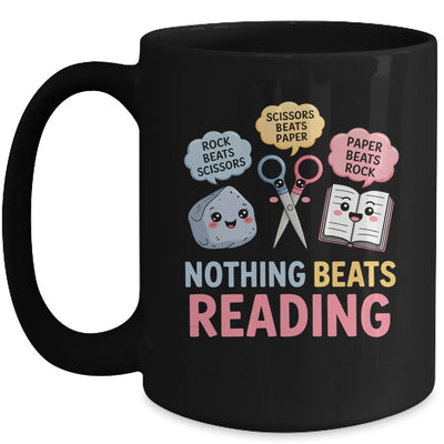 Rock Paper Scissors Nothing Beats Reading Funny Book Lover Mug | teecentury