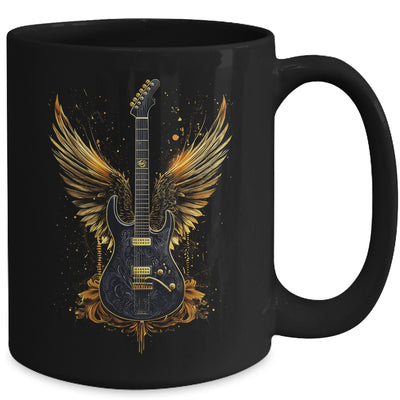Rock & Roll Guitar With Wings Vintage Retro 80s Music Mug | teecentury