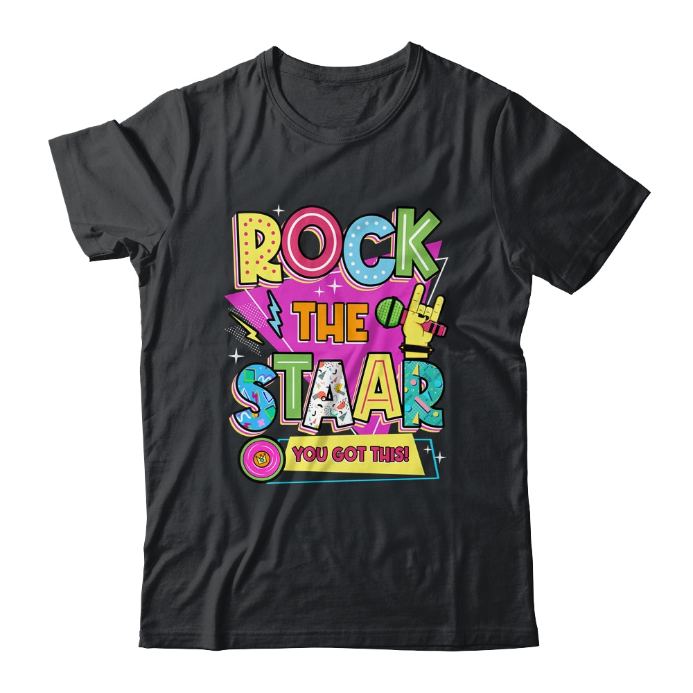 Rock The Staar Test Testing Day Retro Groovy Teacher Stars Shirt & Hoodie | teecentury