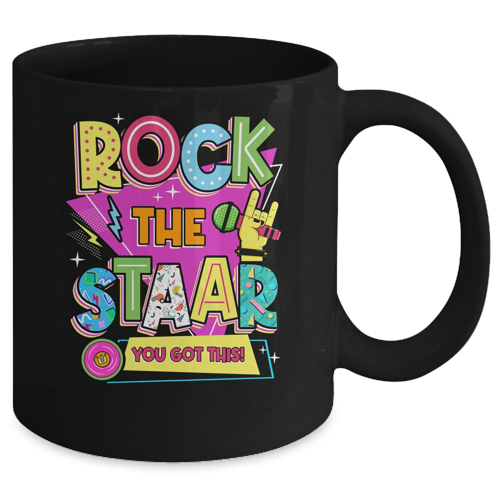 Rock The Staar Test Testing Day Retro Groovy Teacher Stars Mug | teecentury