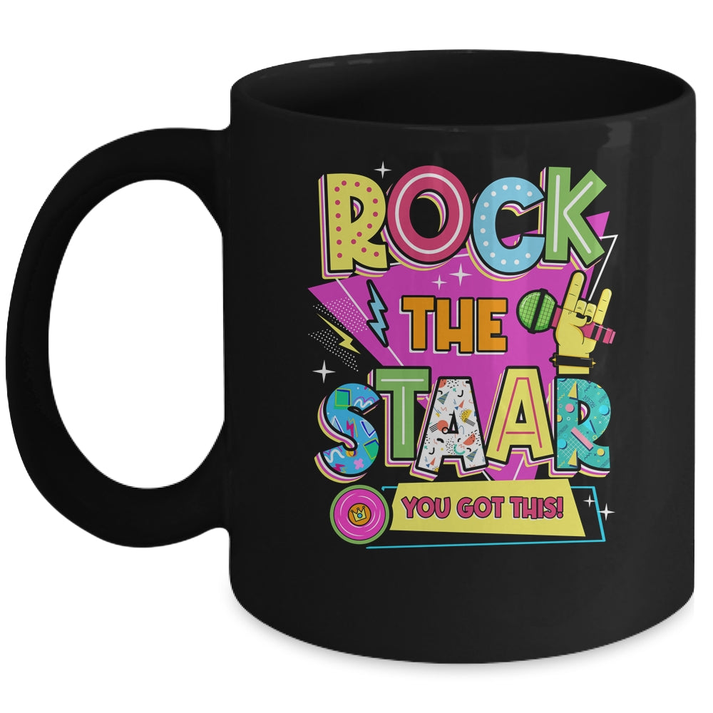Rock The Staar Test Testing Day Retro Groovy Teacher Stars Mug | teecentury
