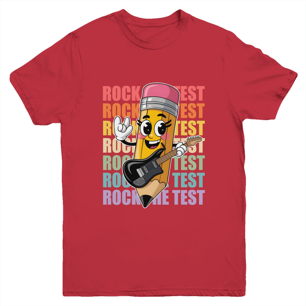 Rock The Test Day Teacher Testing Day Motivational Funny Youth Shirt | teecentury
