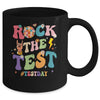 Rock The Test Testing Day Retro Motivational Teacher Student Mug | teecentury