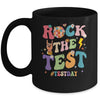 Rock The Test Testing Day Retro Motivational Teacher Student Mug | teecentury