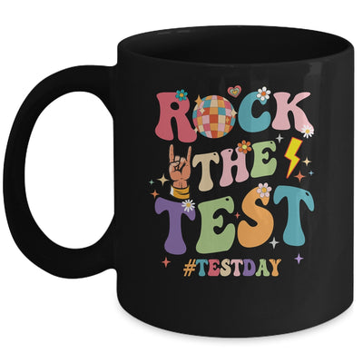 Rock The Test Testing Day Retro Motivational Teacher Student Mug | teecentury
