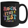Rock The Test Testing Day Retro Motivational Teacher Student Mug | teecentury