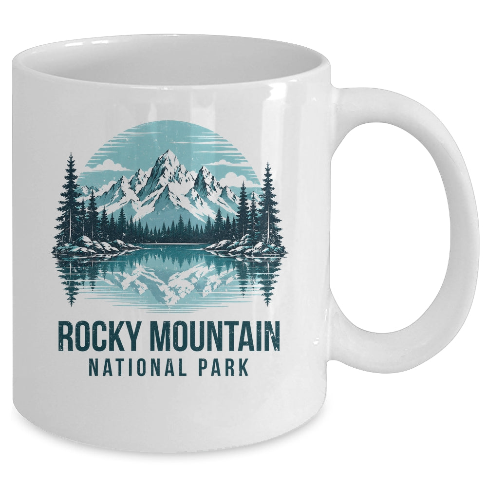 Rocky Mountain National Park Retro Mountain Lake Outdoor Hiking Mug | teecentury