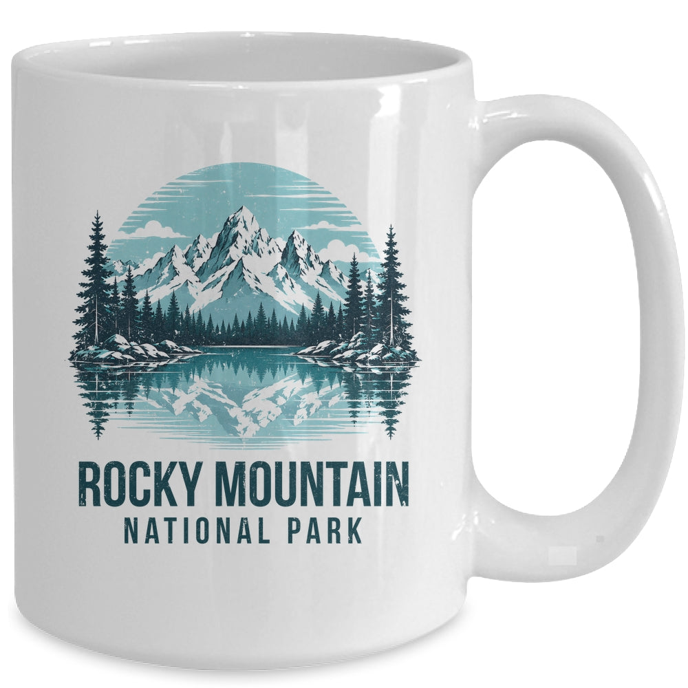 Rocky Mountain National Park Retro Mountain Lake Outdoor Hiking Mug | teecentury