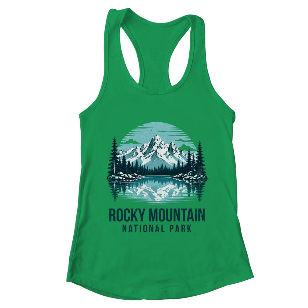 Rocky Mountain National Park Retro Mountain Lake Outdoor Hiking Shirt & Tank Top | teecentury