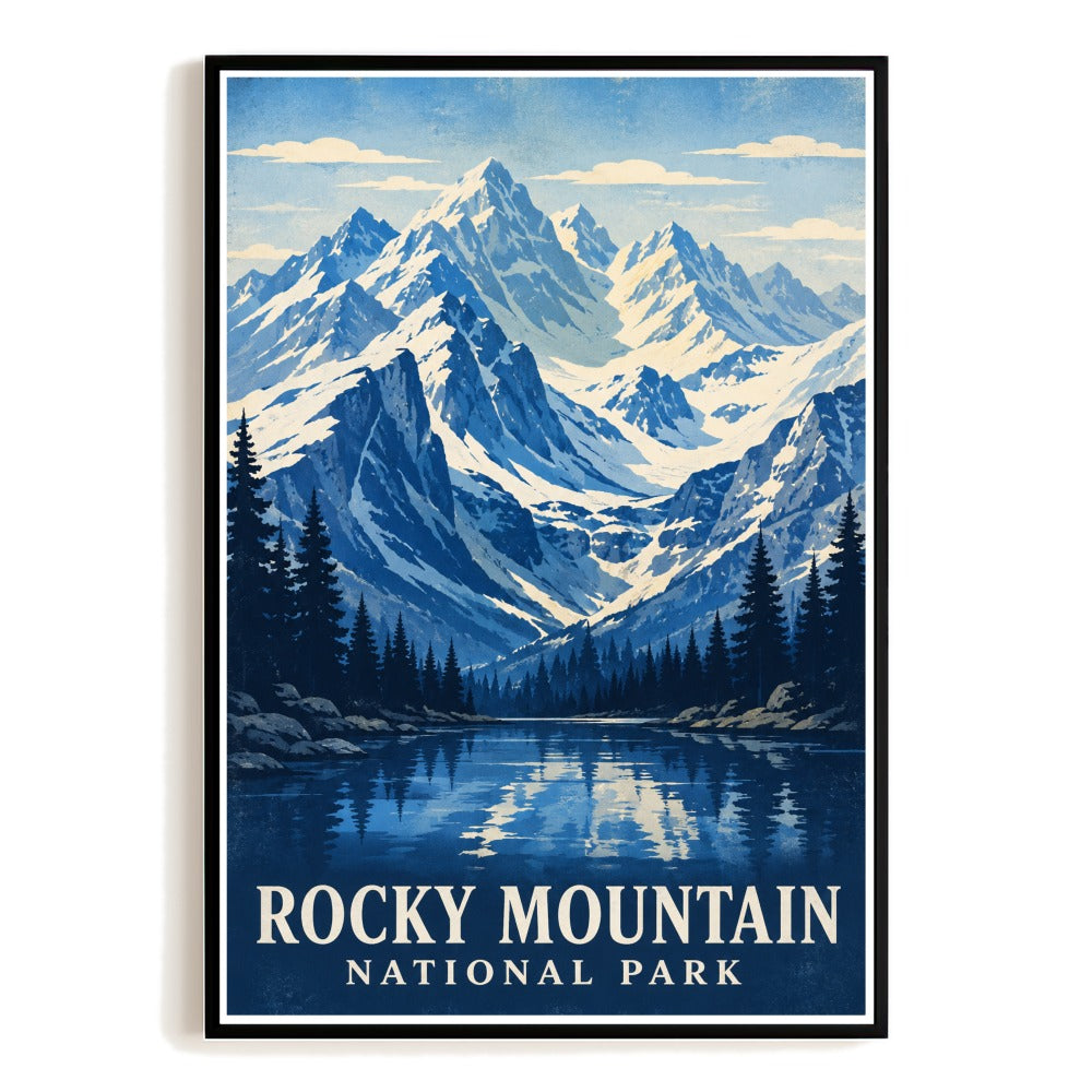 Rocky Mountain National Park Travel Poster Colorado Mountain Landscape Wall Art Vintage Nature Souvenir Print For Home Living Room Office Bedroom Decor Unframed | teecentury