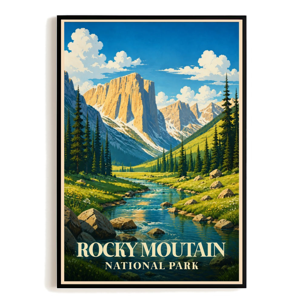 Rocky Mountain National Park Travel Poster Vintage Landscape Wall Art Nature Lovers Hiking Adventure Souvenir Print Ideal For Home Living Room Bedroom Decor Unframed | teecentury