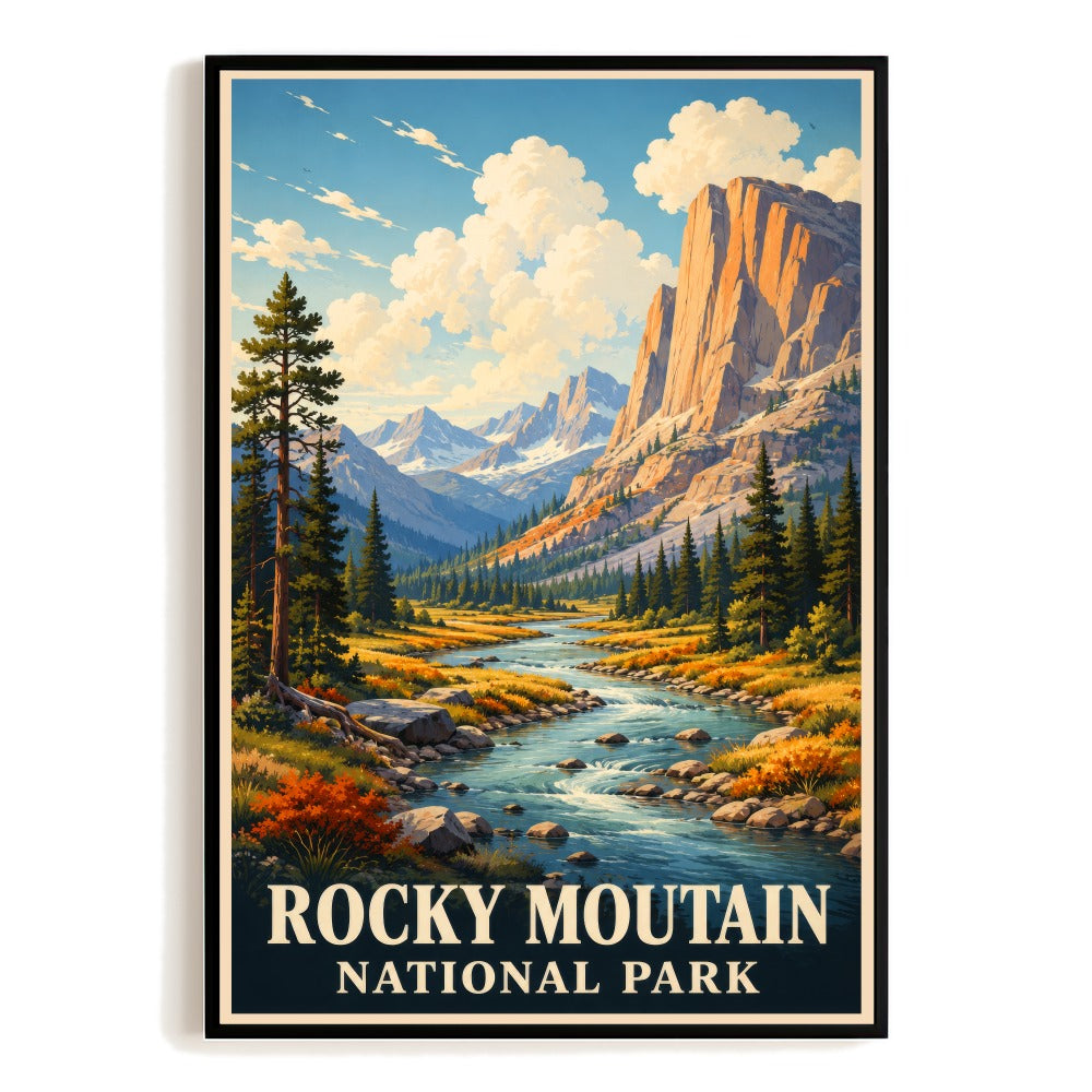 Rocky Mountain National Park Vintage Travel Poster Print Mountain Wilderness Nature Souvenir Painting Ideal For Home Living Room Office Bedroom Cabin Decor Unframed | teecentury