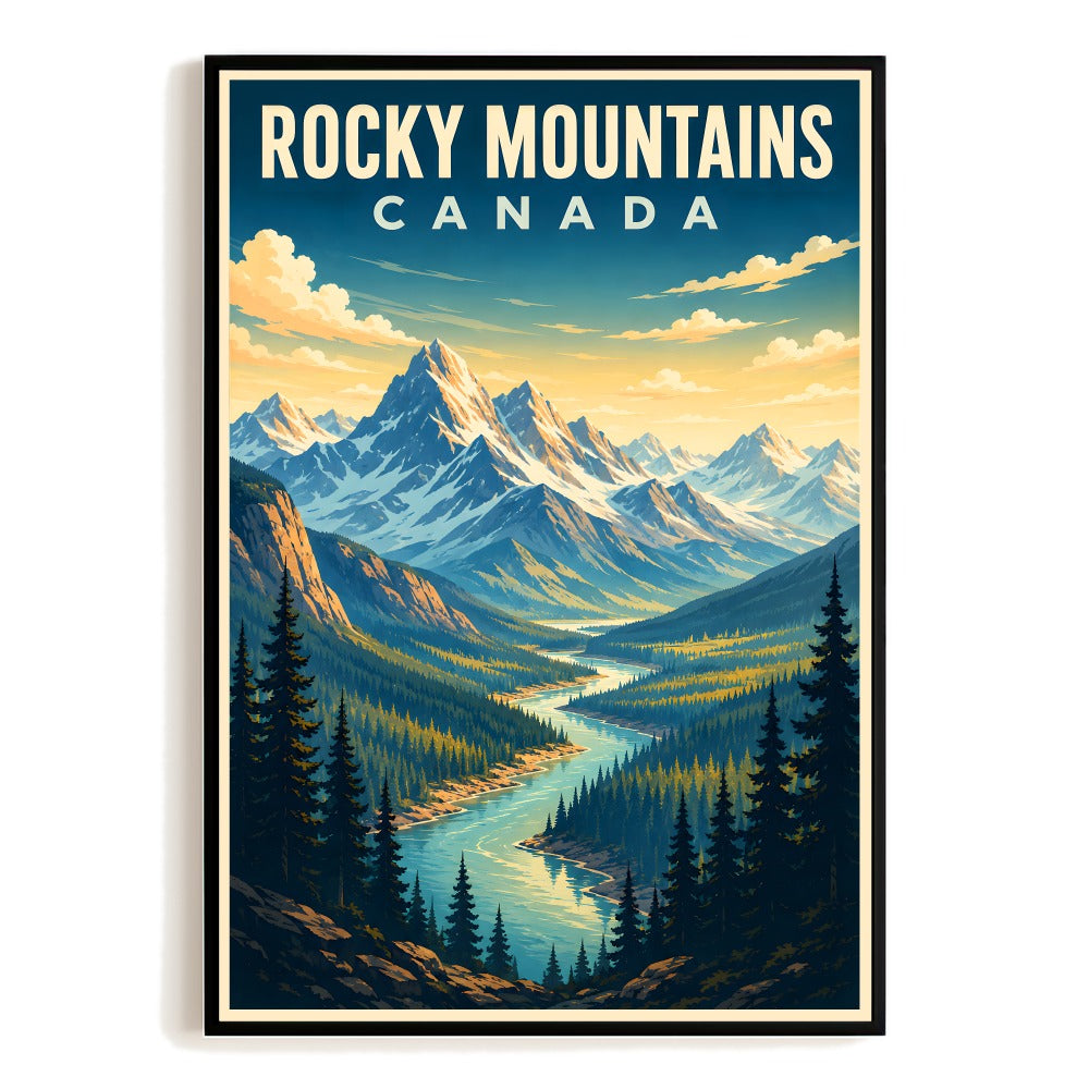 Rocky Mountains Canada Travel Poster Canadian Rockies Adventure Outdoor Vintage Wall Art Landscape Print Painting Picture For Home Living Room Office Decor Unframed | teecentury