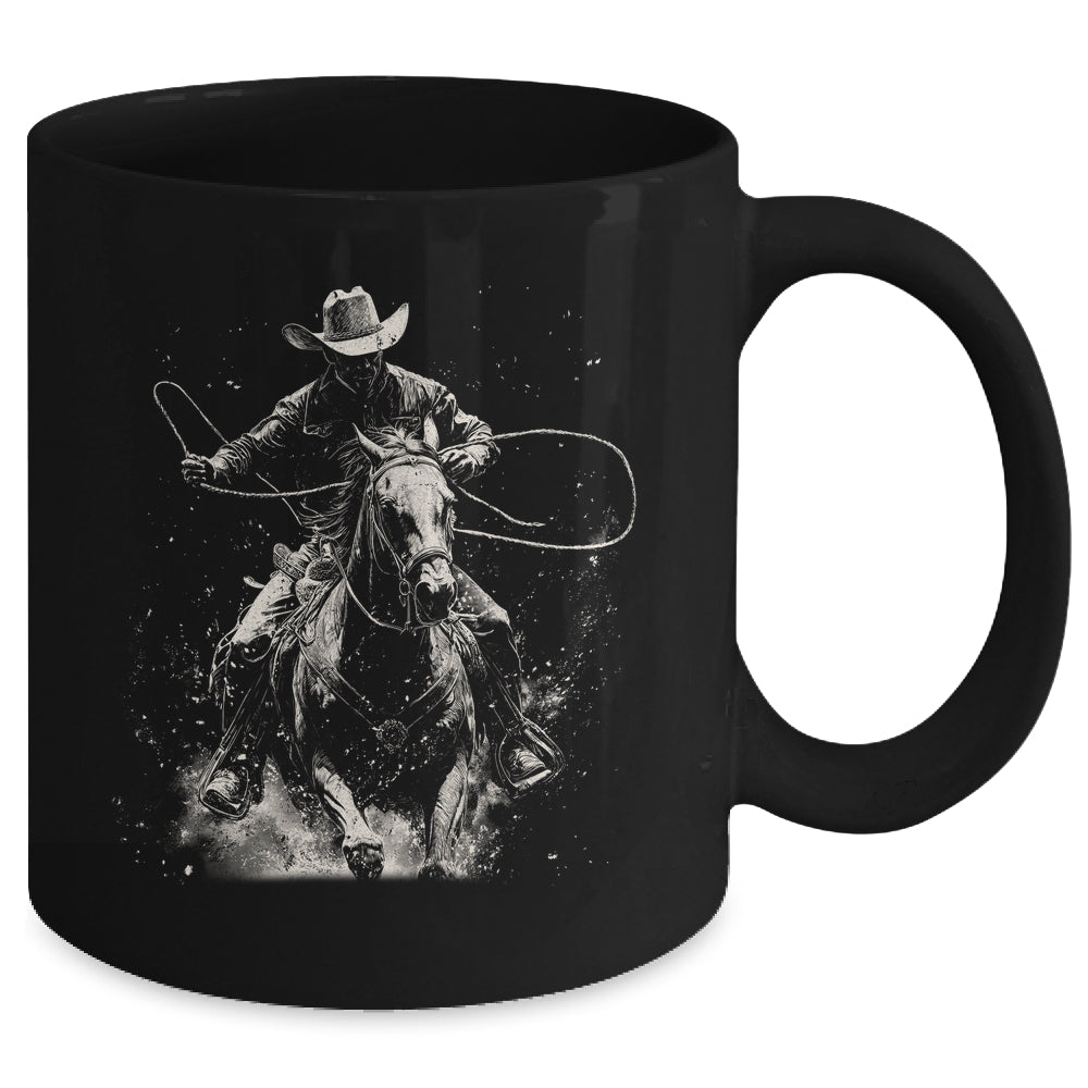 Rodeo Cowboy Dark Western Horse Vintage Art Graphic Men Mug | teecentury
