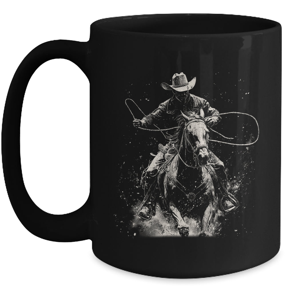Rodeo Cowboy Dark Western Horse Vintage Art Graphic Men Mug | teecentury