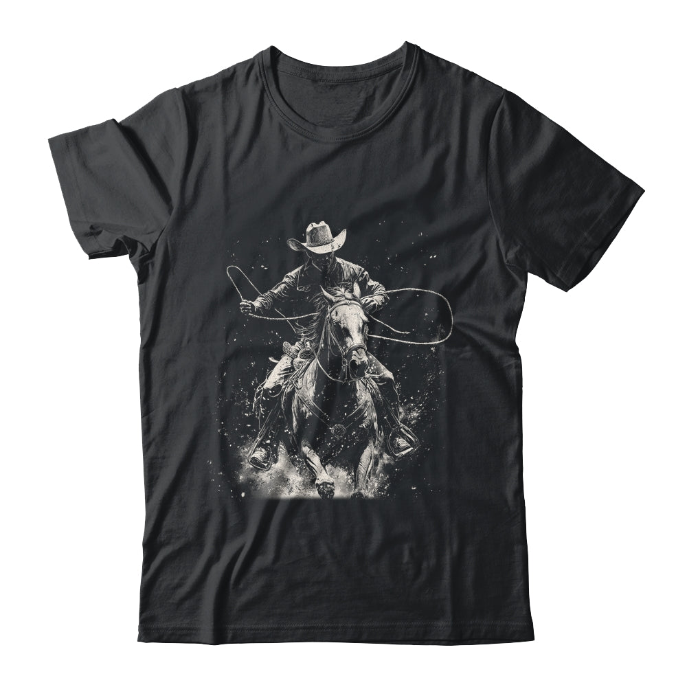 Rodeo Cowboy Dark Western Horse Vintage Art Graphic Men Shirt & Hoodie | teecentury