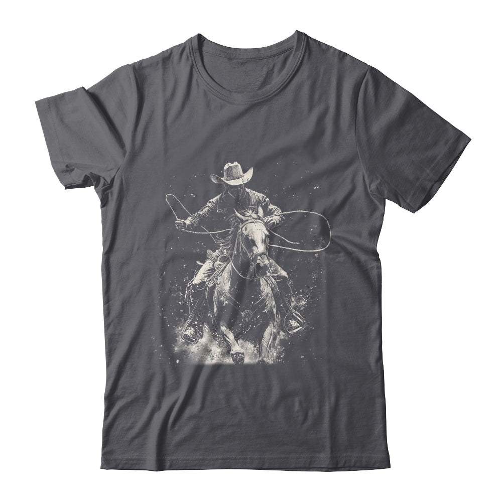 Rodeo Cowboy Dark Western Horse Vintage Art Graphic Men Shirt & Hoodie | teecentury