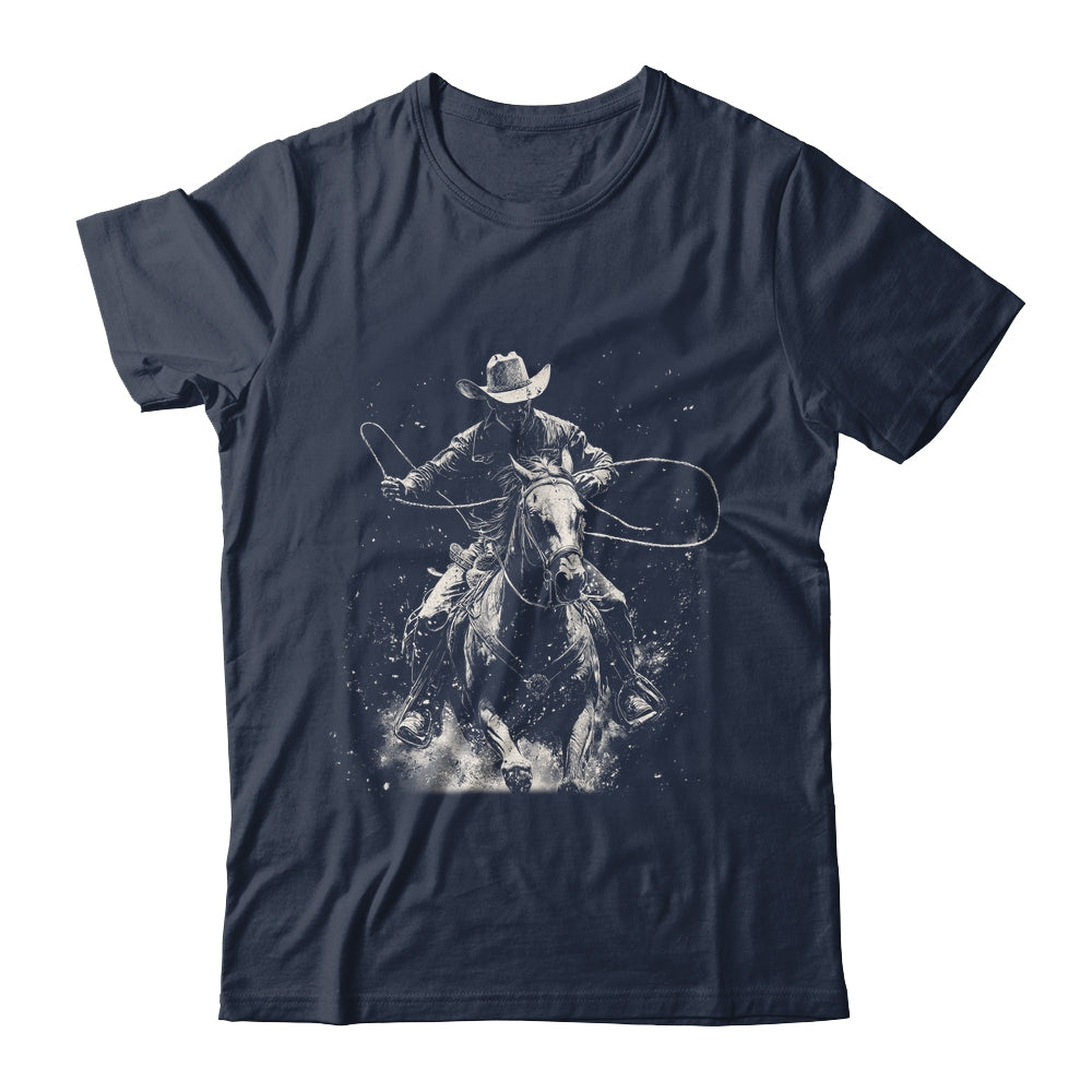 Rodeo Cowboy Dark Western Horse Vintage Art Graphic Men Shirt & Hoodie | teecentury