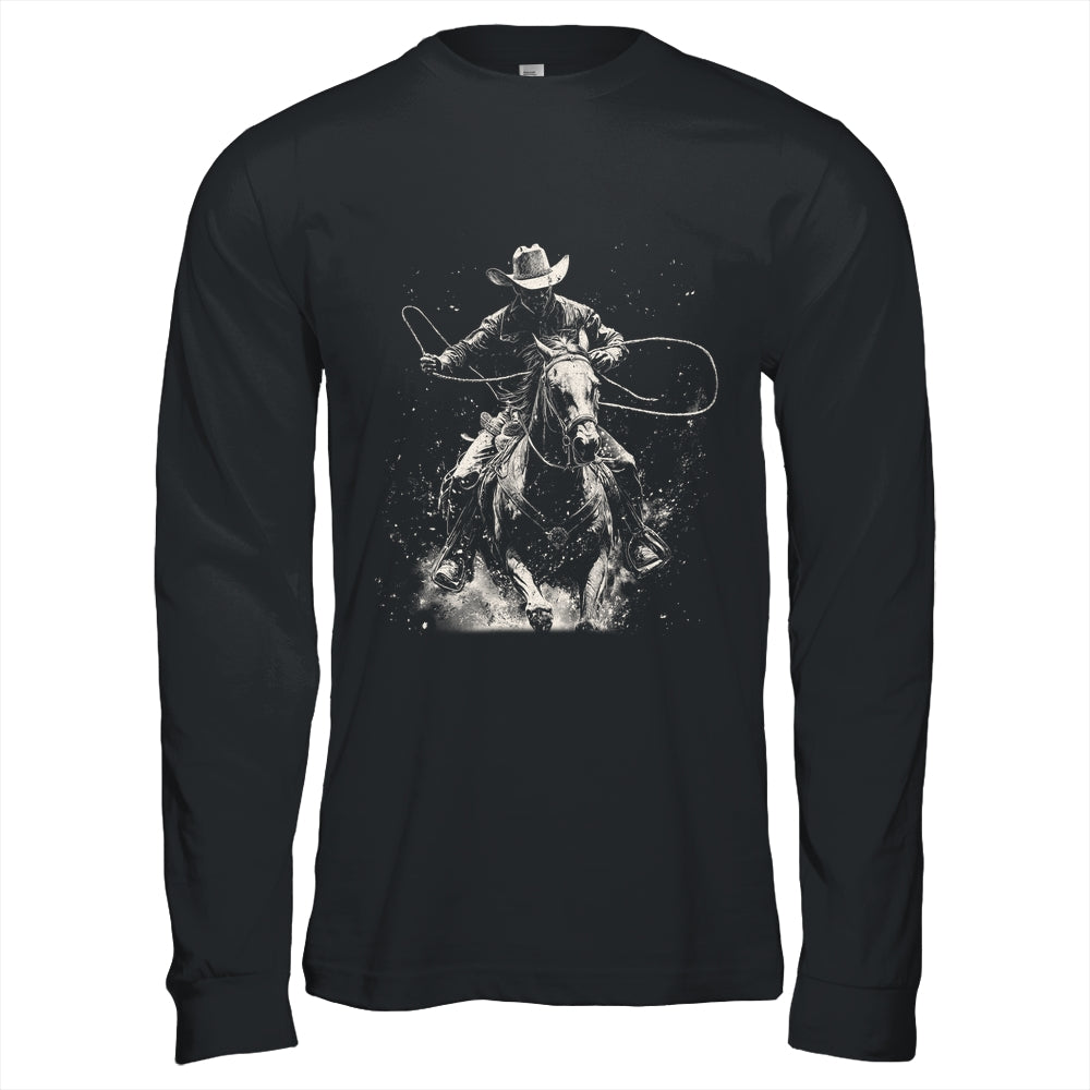 Rodeo Cowboy Dark Western Horse Vintage Art Graphic Men Shirt & Hoodie | teecentury