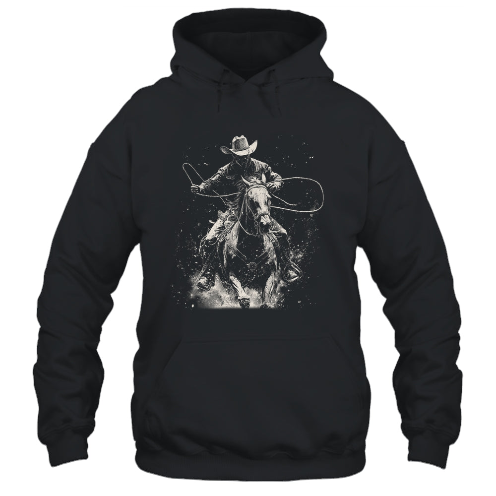 Rodeo Cowboy Dark Western Horse Vintage Art Graphic Men Shirt & Hoodie | teecentury