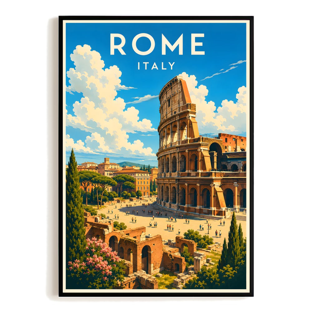 Rome Italy Vintage Travel Poster Colosseum Cityscape Wall Art Decor Souvenir Landscape Print Ideal For Home Living Room Office Bedroom Decor Unframed | teecentury