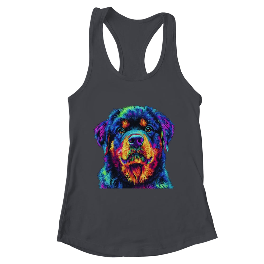 Rottweiler Dog Colorful Face Dog Lover Men Women Shirt & Tank Top | teecentury