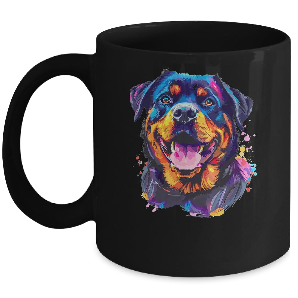 Rottweiler Mom Lover Puppy Dog Watercolor Tie Dye Painting Mug | teecentury