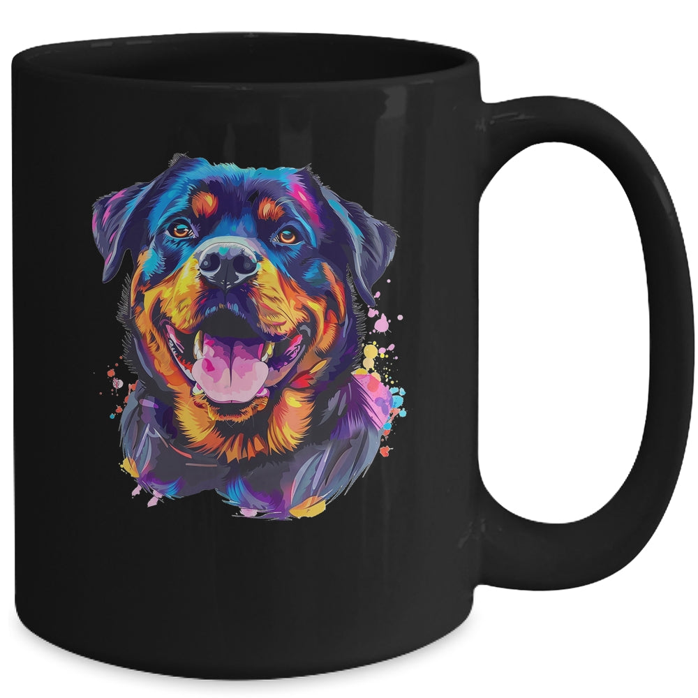 Rottweiler Mom Lover Puppy Dog Watercolor Tie Dye Painting Mug | teecentury