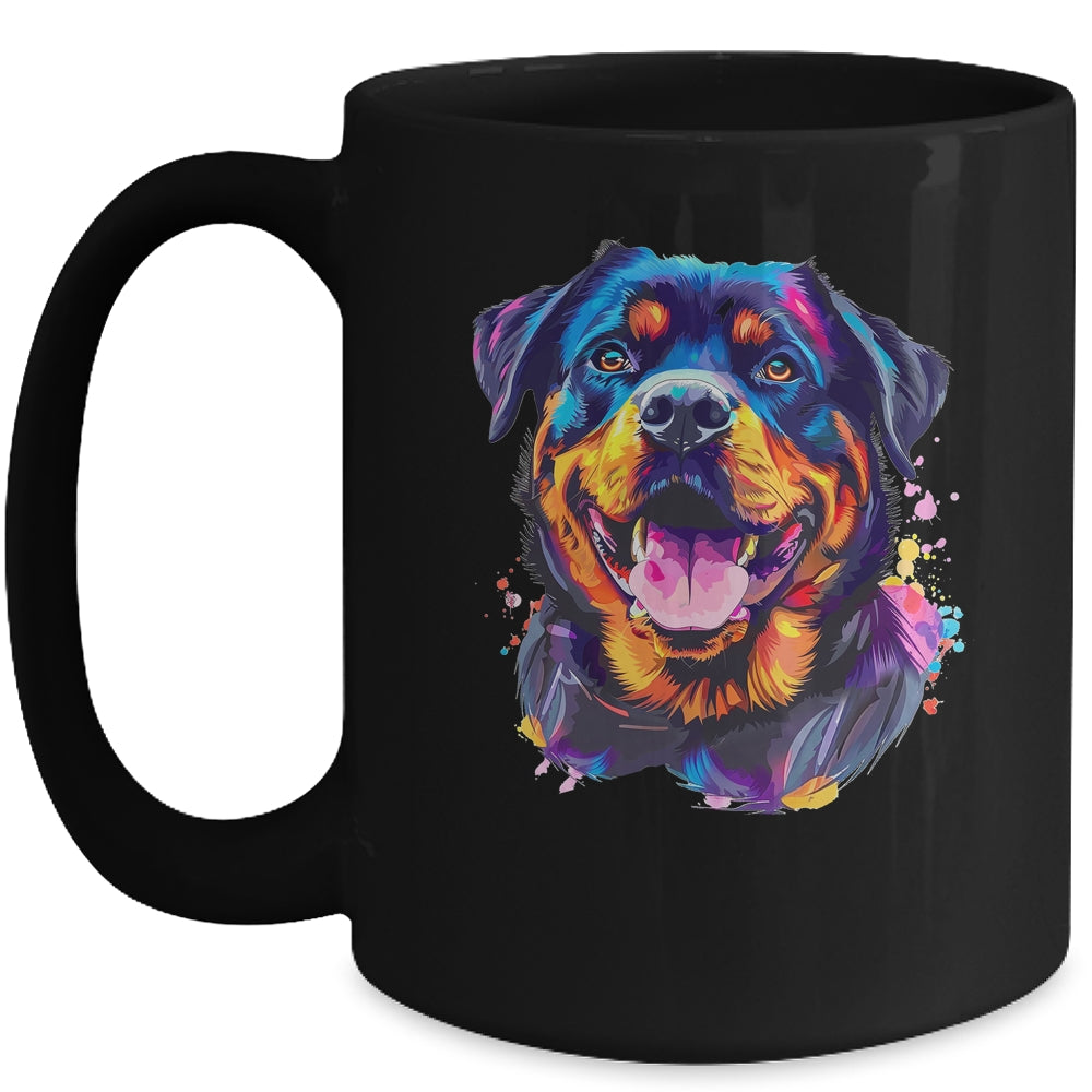 Rottweiler Mom Lover Puppy Dog Watercolor Tie Dye Painting Mug | teecentury