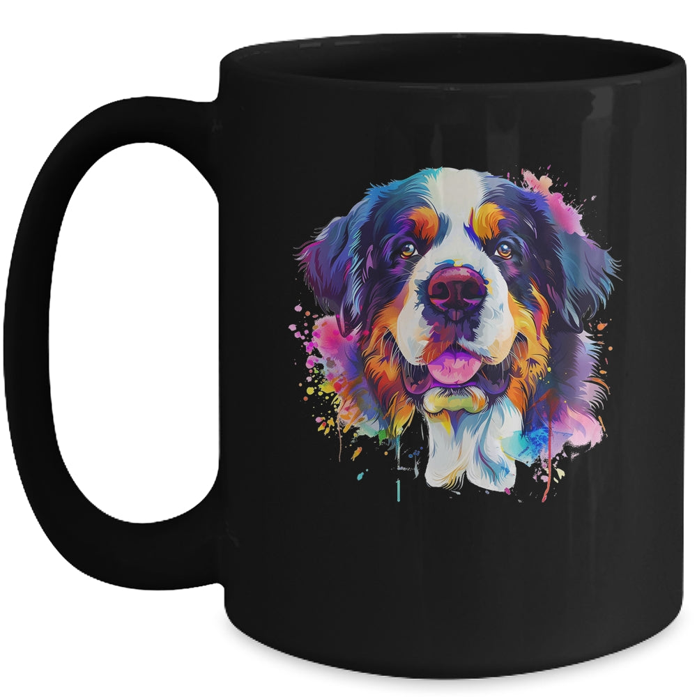 Saint Bernard Mom Lover Puppy Dog Watercolor Tie Dye Painting Mug | teecentury