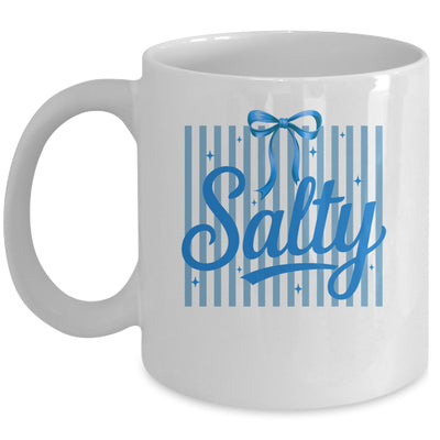 Salty Women Blue Stripes Bow Retro Summer Outfit Beach Vibes Mug | teecentury