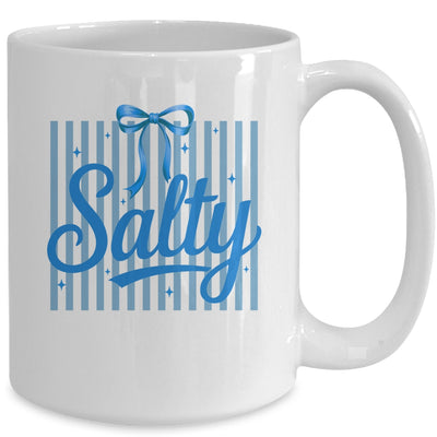 Salty Women Blue Stripes Bow Retro Summer Outfit Beach Vibes Mug | teecentury