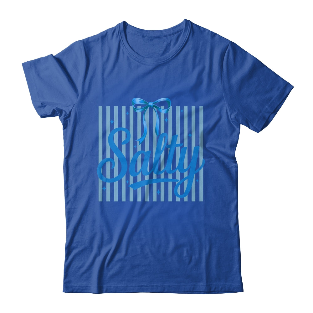 Salty Women Blue Stripes Bow Retro Summer Outfit Beach Vibes Shirt & Tank Top | teecentury